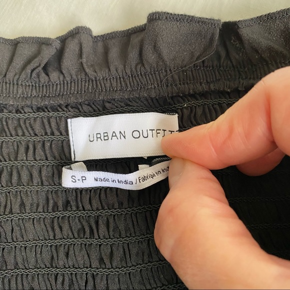 UO Black Ruched Ruffle Cropped Tube Top Adjustable Straps - Picture 5 of 11